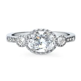 3-Stone 1.2ct Oval CZ Ring in Sterling Silver