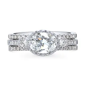 3-Stone 1.2ct Oval CZ Ring Set in Sterling Silver