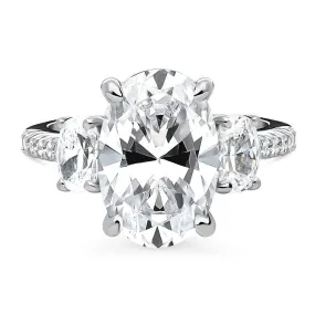 3-Stone 5.5ct Oval CZ Ring in Sterling Silver