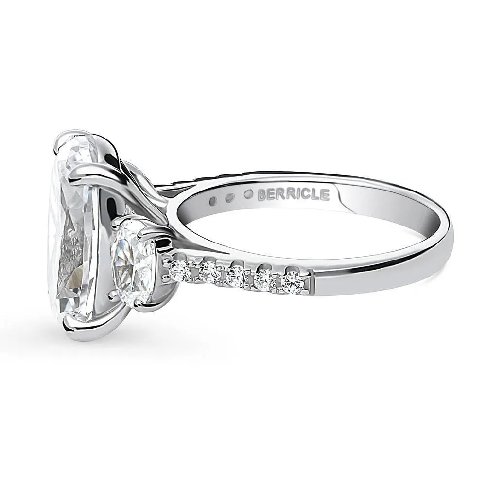 3-Stone 5.5ct Oval CZ Ring in Sterling Silver