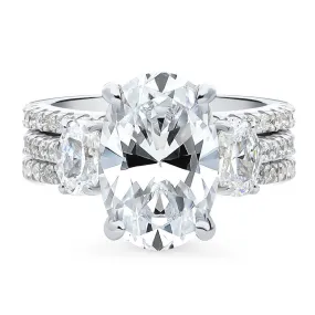 3-Stone 5.5ct Oval CZ Ring Set in Sterling Silver