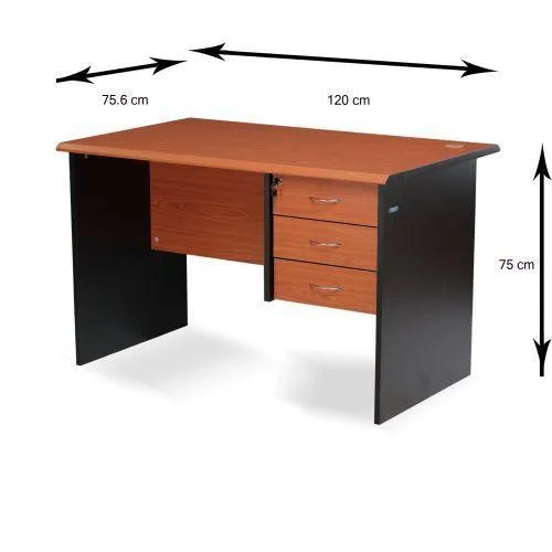 4 feet Office Table with 3 Drawers-Cherry-BLKL