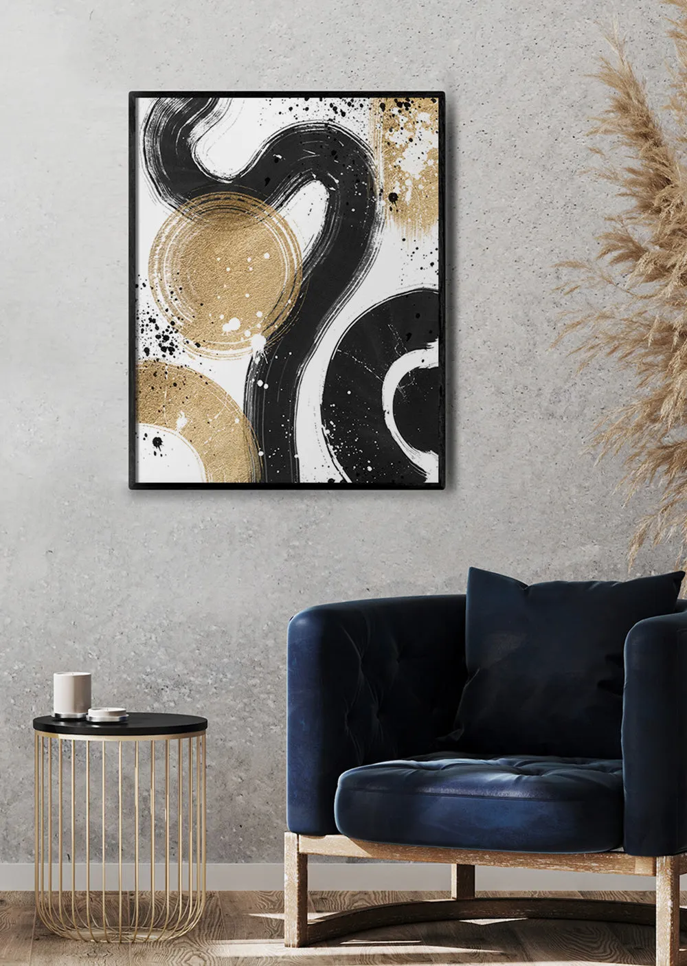 Abstract Wall Art Print Black and Gold, Modern Abstract, Large Abstract Art, Abstract Wall Decor