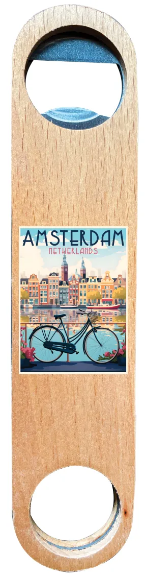 Amsterdam Netherlands Design A Souvenir Wooden Bottle Opener