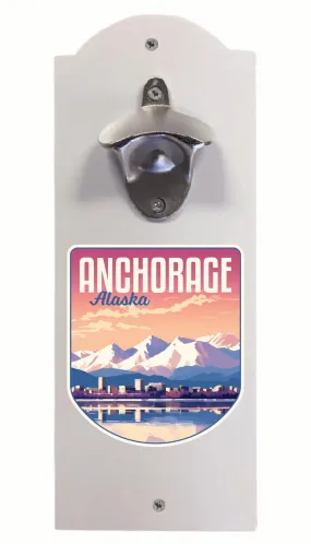 Anchorage Alaska Aesthetic Cityscape Design Souvenir Wall mounted bottle opener