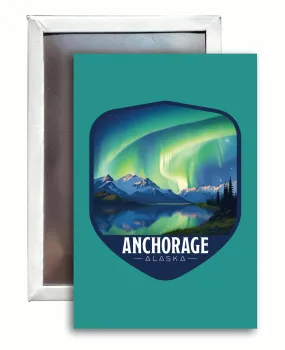 Anchorage Alaska Aurora Borealis Design Souvenir 2x3-Inch Fridge Magnet