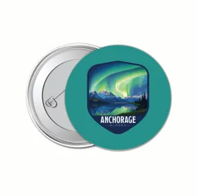 Anchorage Alaska Aurora Borealis Design Souvenir Small 1-Inch Button Pin 4 Pack