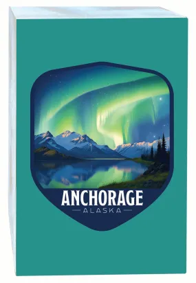 Anchorage Alaska Aurora Borealis Design Souvenir Wood sign with frame 5x7