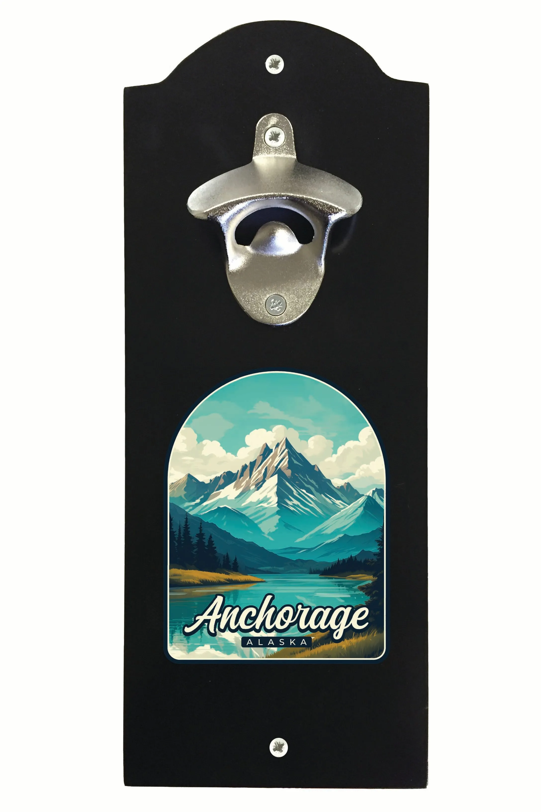 Anchorage Alaska Lake Mountain Design Souvenir Wall mounted bottle opener