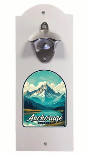 Anchorage Alaska Lake Mountain Design Souvenir Wall mounted bottle opener