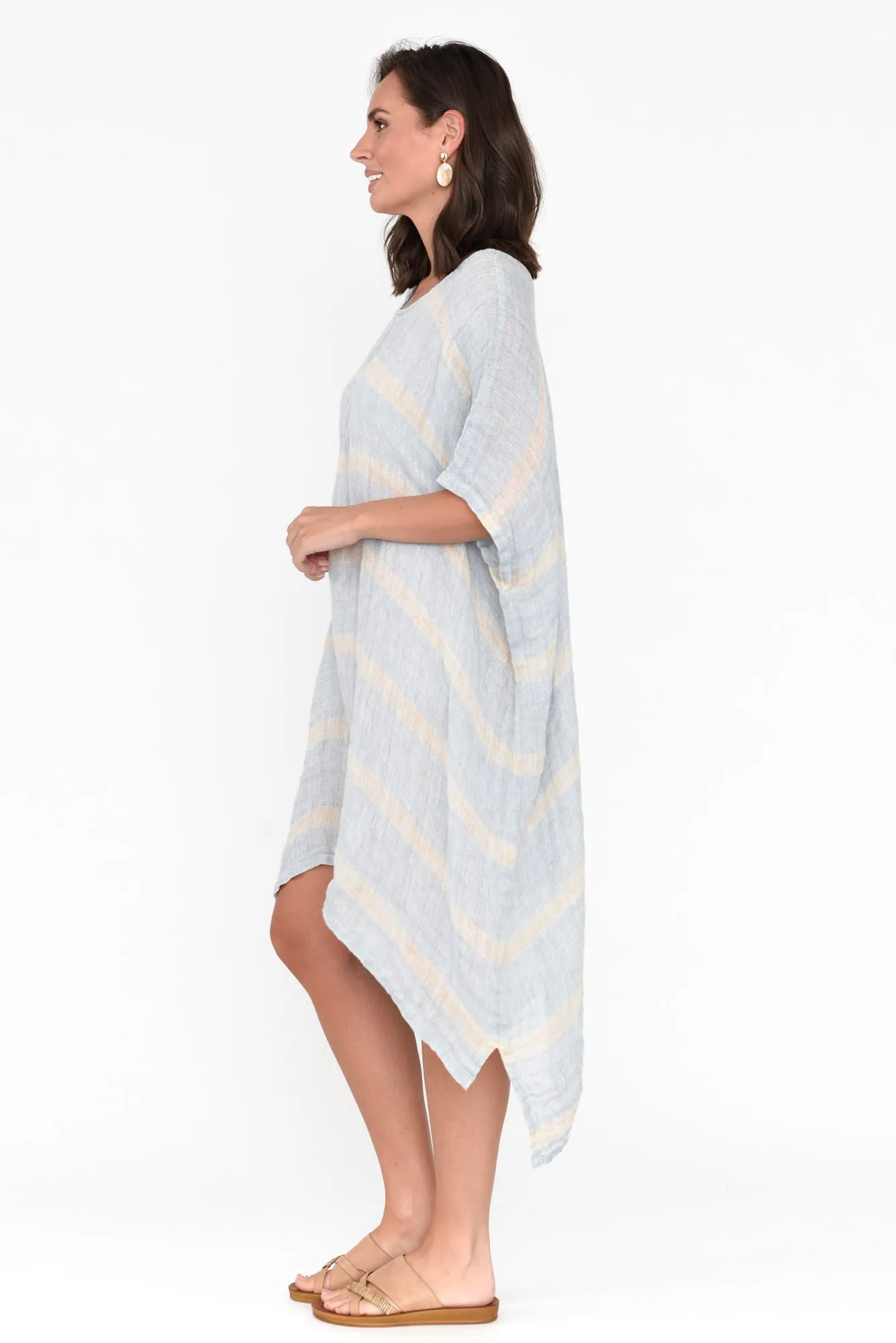 Belize Blue Stripe Linen Kaftan