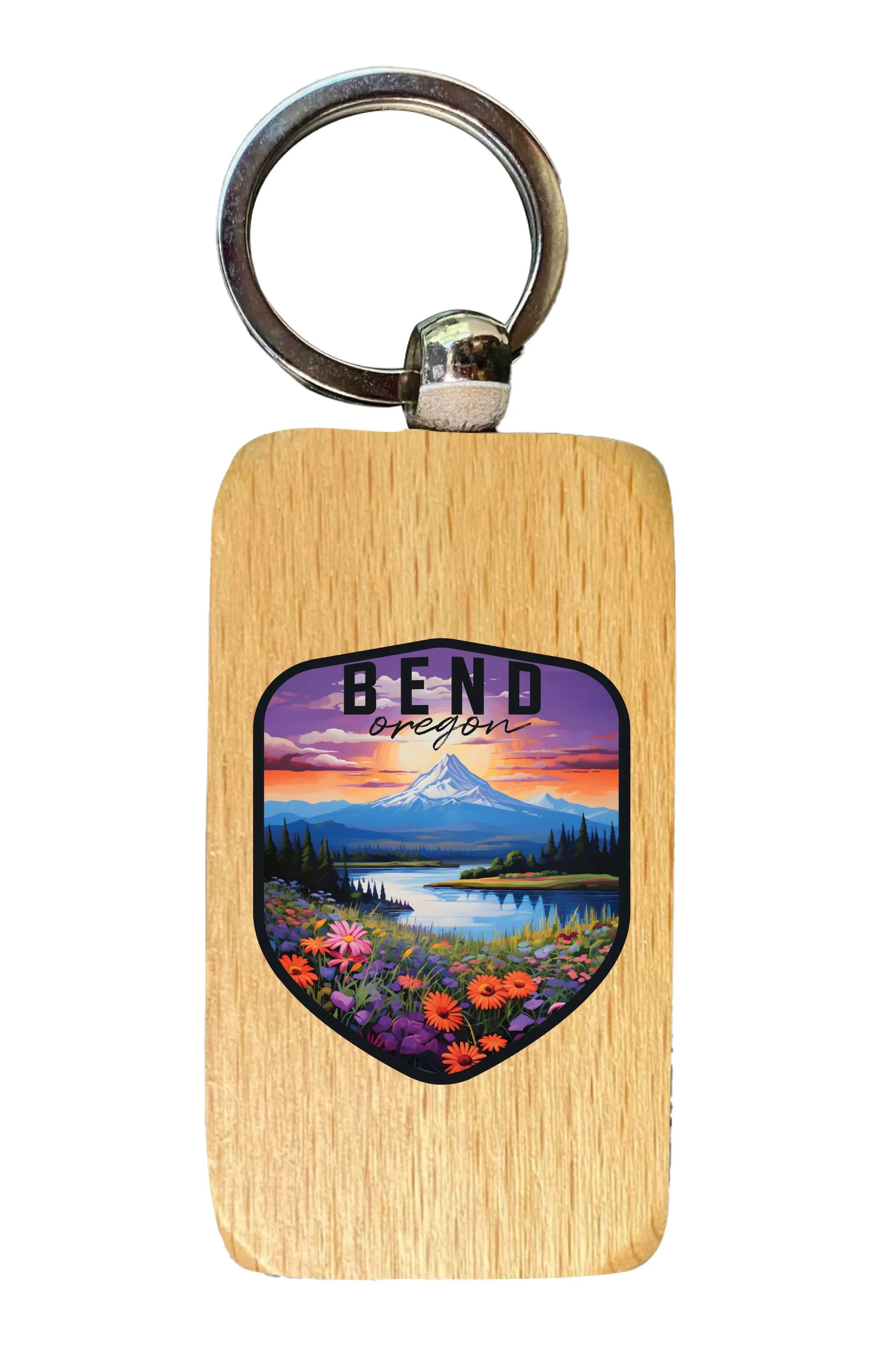 Bend Oregon Design A Souvenir 2.5x1-Inch Souvenir Wooden Keychain