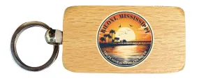 Biloxi Mississippi Design A Souvenir 2.5x1-Inch Souvenir Wooden Keychain