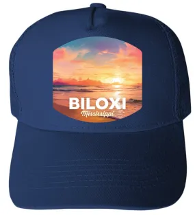 Biloxi Mississippi Design B Unisex Mesh Back Trucker Hat with Adjustable Snapback