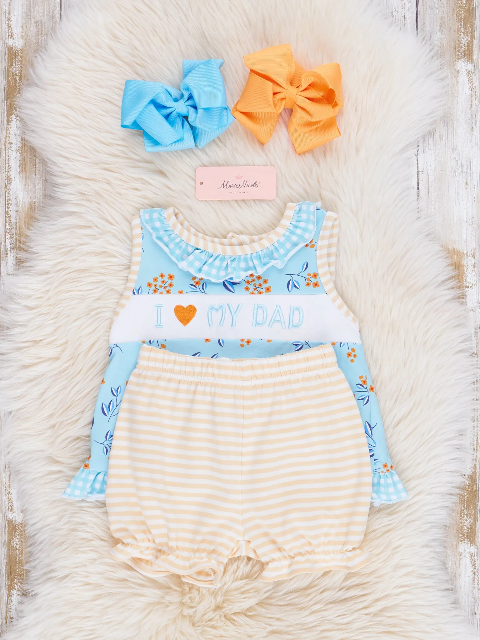 Blue Floral Dad Love Ruffle Outfit