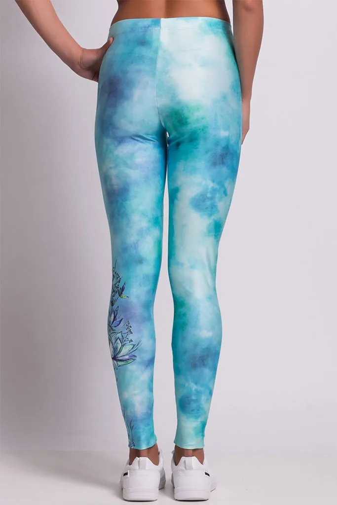 Colcci Fitness Floral Blue Pilates Leggings