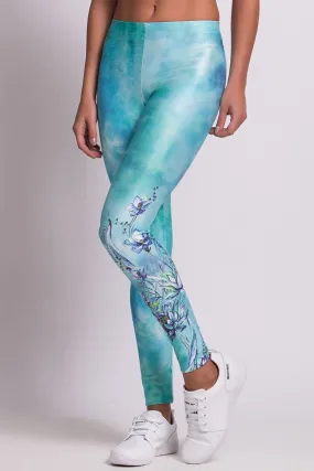 Colcci Fitness Floral Blue Pilates Leggings