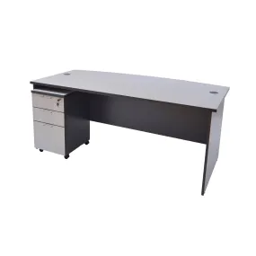 Danica Curved Study Table (180cm) with Mobile Pedestal