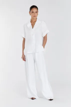 DULCE WHITE LINEN FRINGE SHIRT