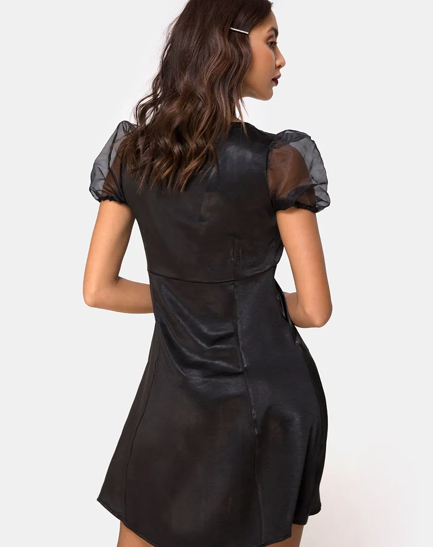 Guenelle Dress in Satin Black