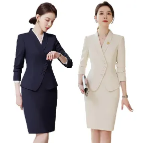 Novelty Blazers Suits Spring Long Sleeve Formal Professional Business Work Wear Suits with Skirt and Tops OL Styles Career Set