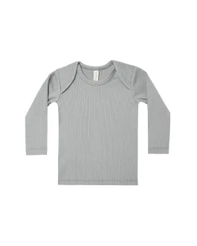 Ribbed Longsleeve Lap Tee – Dusty Blue