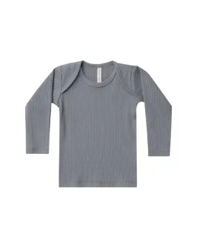 Ribbed Longsleeve Lap Tee – Washed Indigo