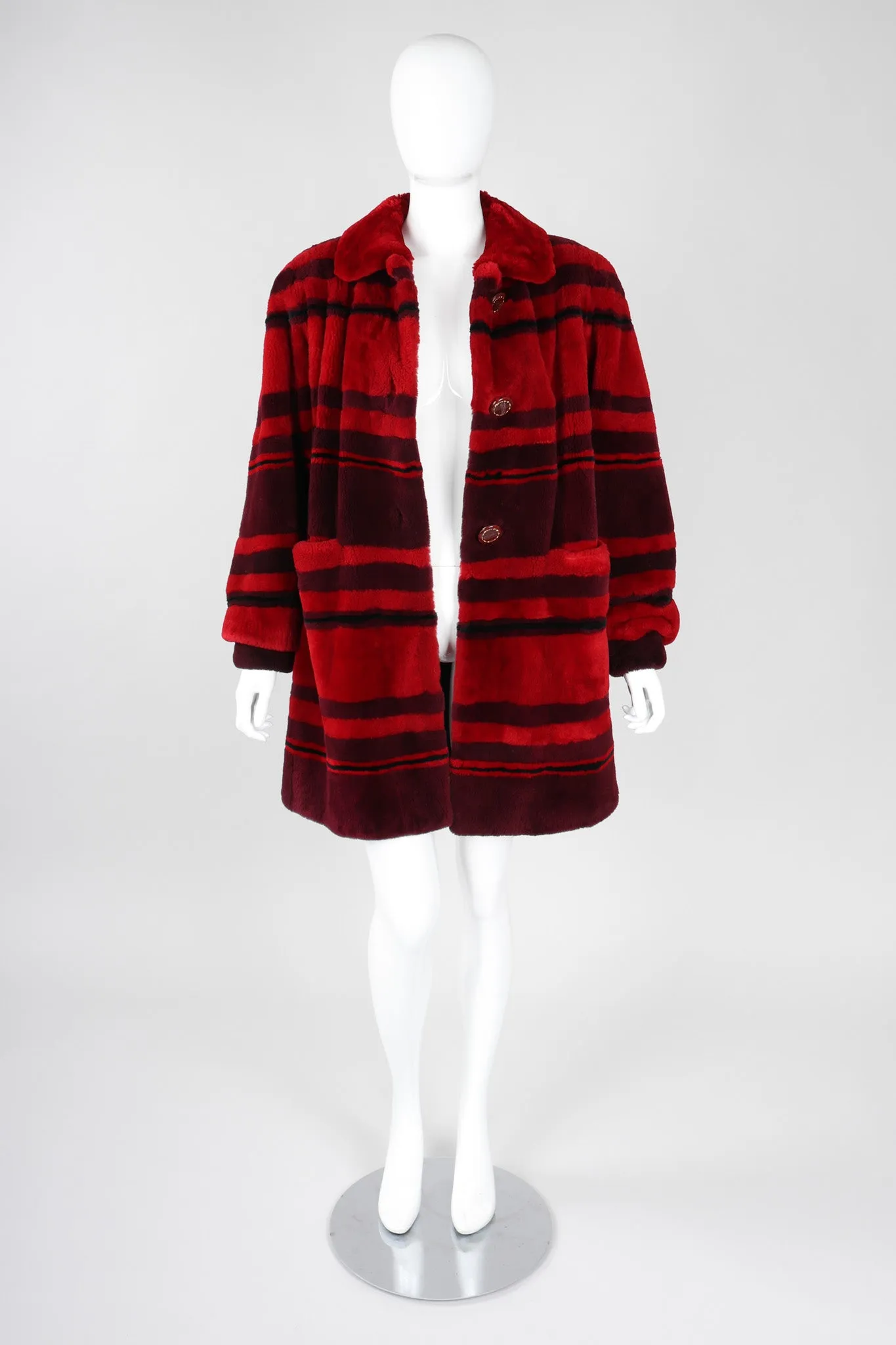 Sheared Stripe Fur Coat