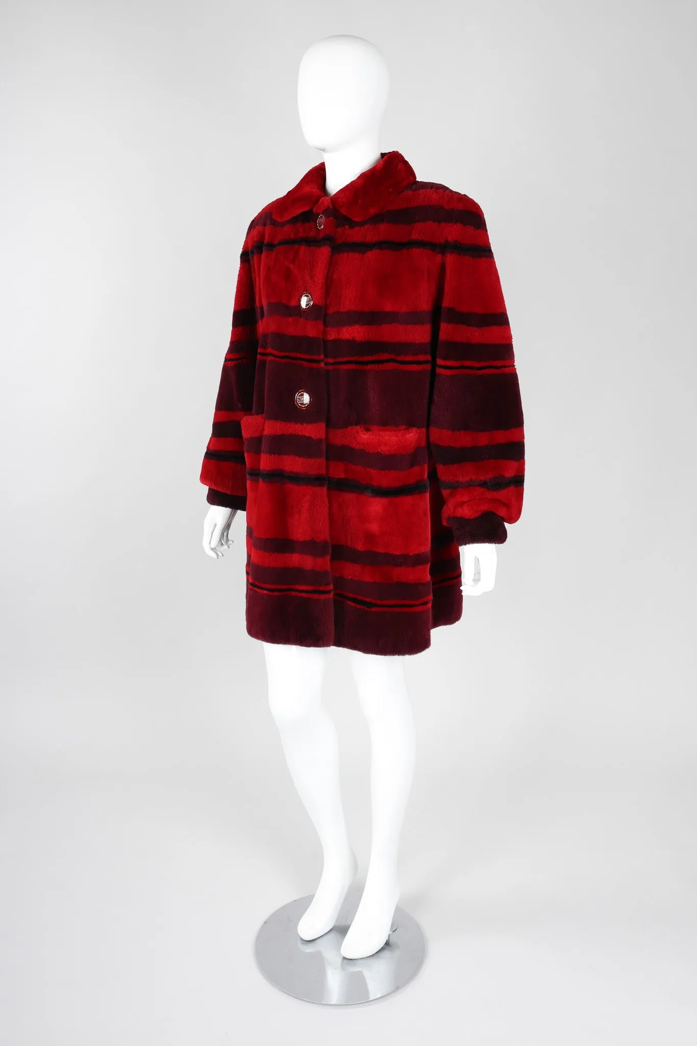 Sheared Stripe Fur Coat