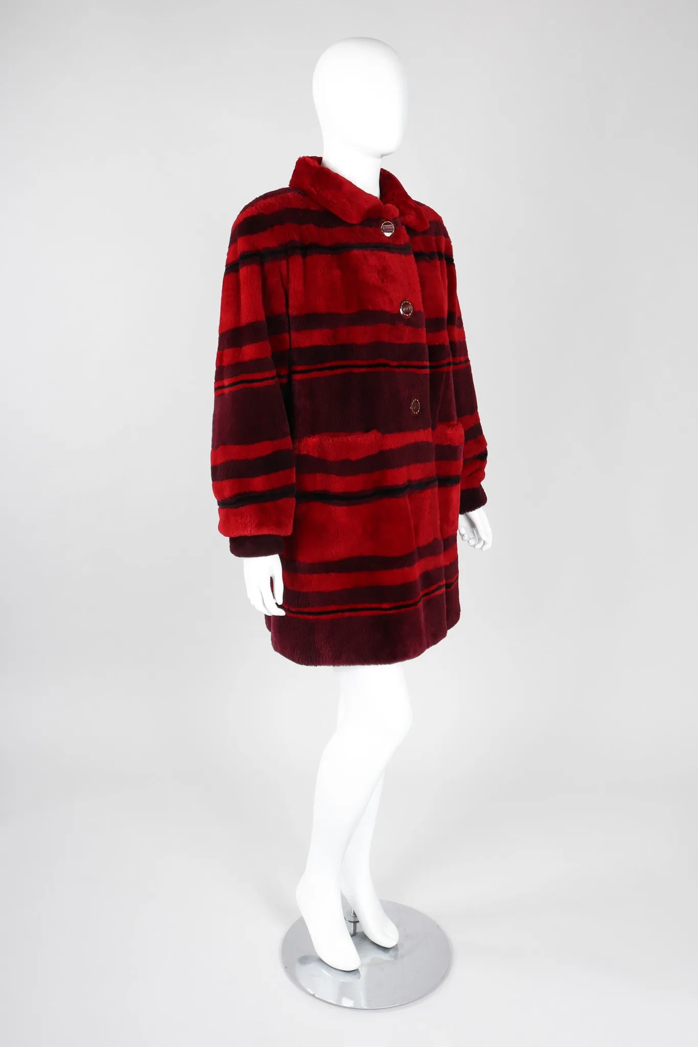 Sheared Stripe Fur Coat