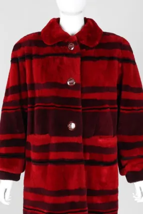 Sheared Stripe Fur Coat