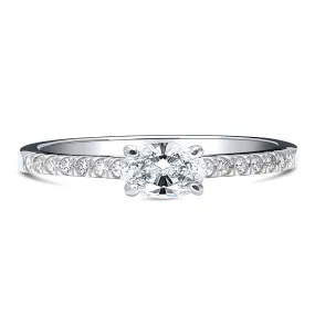 Solitaire 0.4ct Oval CZ Ring in Sterling Silver