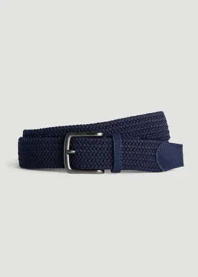 Stretch Woven Belt for Tall Men in Evening Blue