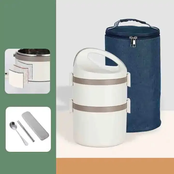 Stylish 2 Tier Stainless Steel Lunch Box With Insulated Bag for Office